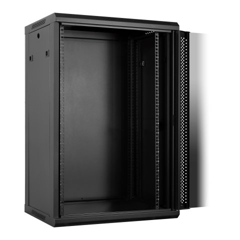 Armario Mural 19" Aiten Data 18u Ai6618 600 X 600 X 903 2l Color Negro Puerta De Cristal Templado