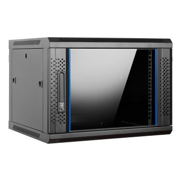 Armario Mural 19" Aiten Data 9u Ai6409s 600 X 450 X 520 2l Color Negro Puerta De Cristal Templado
