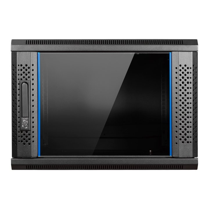 Armario Mural 19" Aiten Data 9u Ai6409s 600 X 450 X 520 2l Color Negro Puerta De Cristal Templado
