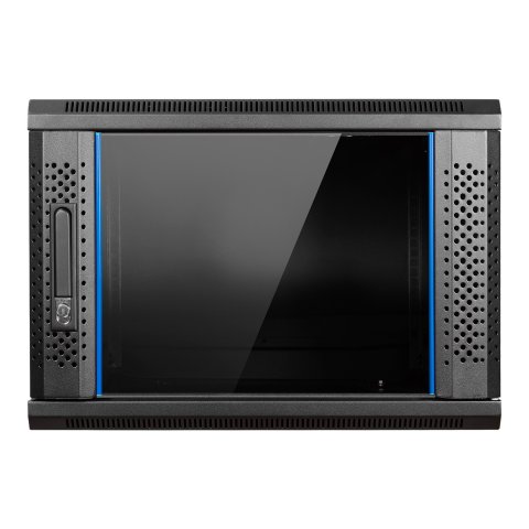 Armario Mural 19" Aiten Data 9u Ai6409s 600 X 450 X 520 2l Color Negro Puerta De Cristal Templado