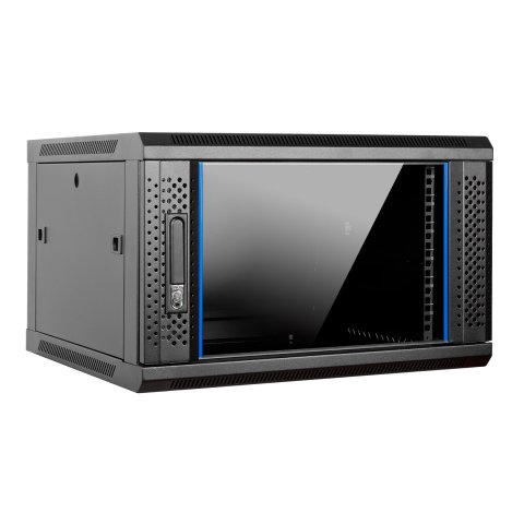 Armario Mural 19" Aiten Data 6u Ai6606s 600 X 600 X 368 2l Color Negro Puerta De Cristal Templado
