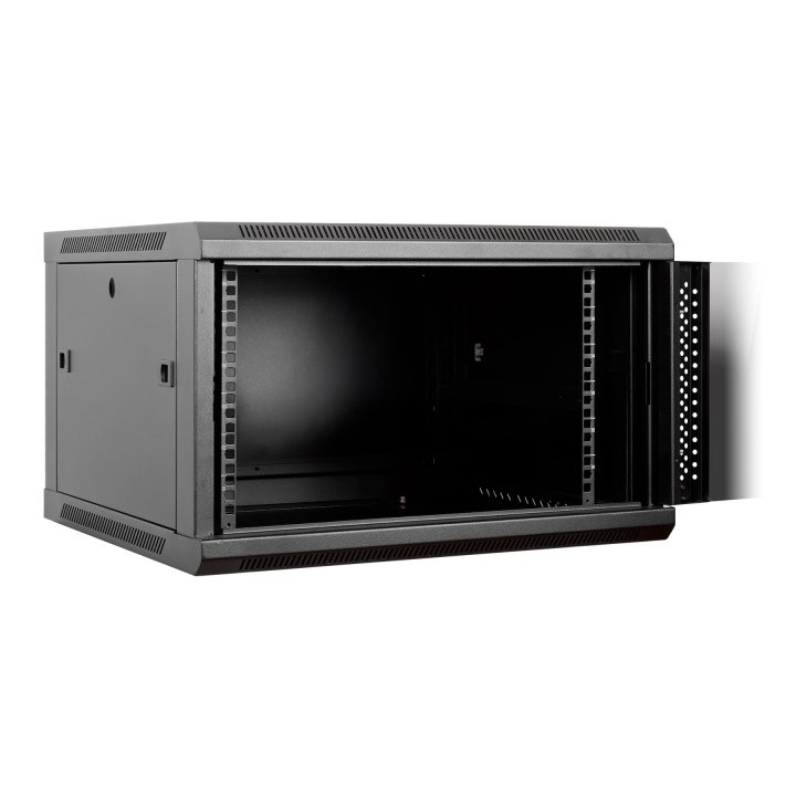 Armario Mural 19" Aiten Data 6u Ai6606s 600 X 600 X 368 2l Color Negro Puerta De Cristal Templado