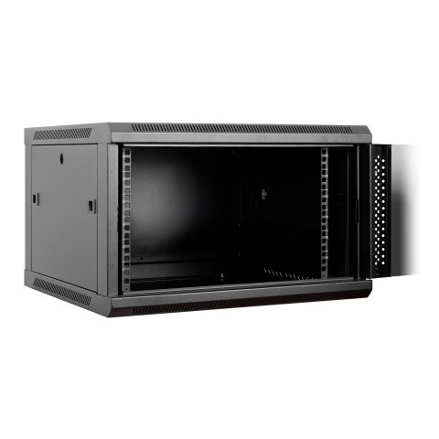 Armario Mural 19" Aiten Data 6u Ai6606s 600 X 600 X 368 2l Color Negro Puerta De Cristal Templado