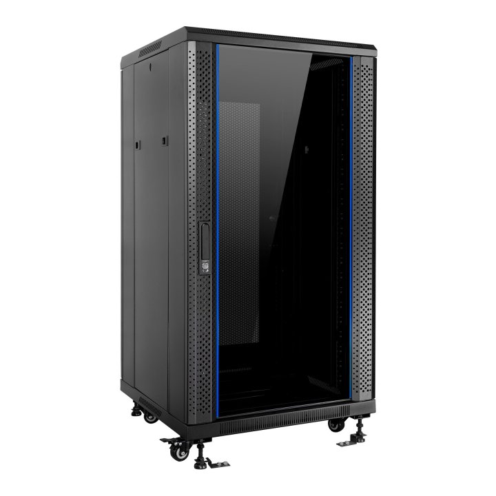 Armario De Suelo 19" Aiten Data 22u Ai6822s 600 X 800 X 1166 2cl 4r Mo Color Negro Puerta De Cristal Templado Puerta Trasera 