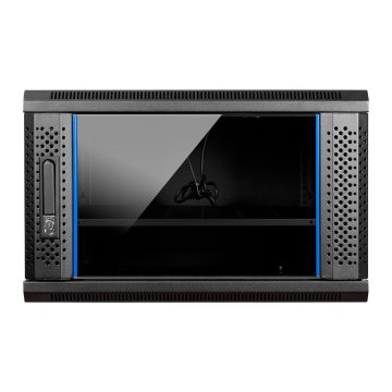Armario Mural 19" Aiten Data 6u Ai6606 600 X 600 X 368 2l Color Negro Puerta De Cristal Templado Incluye Accesorios 2