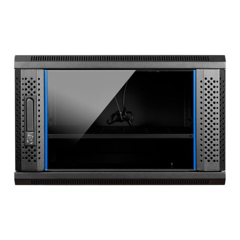 Armario Mural 19" Aiten Data 6u Ai6606 600 X 600 X 368 2l Color Negro Puerta De Cristal Templado Incluye Accesorios