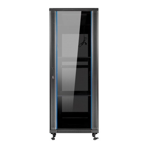 Armario De Suelo 19" Aiten Data 37u Ai6637 600 X 600 X 1780 2cl 4r Mo Color Negro Puerta De Cristal Templado Puerta Trasera P