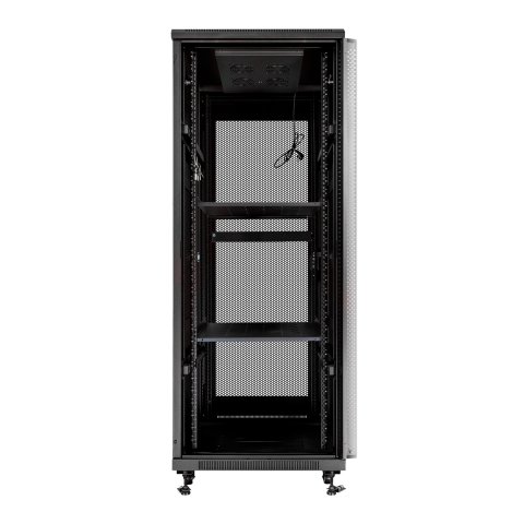 Armario De Suelo 19" Aiten Data 37u Ai6637 600 X 600 X 1780 2cl 4r Mo Color Negro Puerta De Cristal Templado Puerta Trasera P