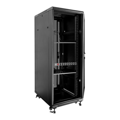 Armario De Suelo 19" Aiten Data 37u Ai6637 600 X 600 X 1780 2cl 4r Mo Color Negro Puerta De Cristal Templado Puerta Trasera P