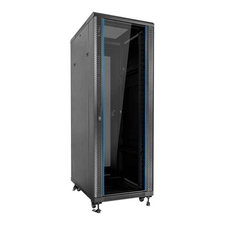 Armario De Suelo 19" Aiten Data 37u Ai6837s 600 X 800 X 1780 2cl 4r Mo Color Negro Puerta De Cristal Templado Puerta Trasera 