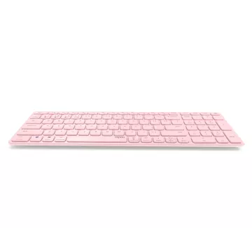 Teclado Rapoo Wireless Y Bluetooth E9700m Portugues 2.4ghz Bt 3.0 5.0 Diseño Ultrafino Bateria Rosa Base Aluminio Multi Mode 2