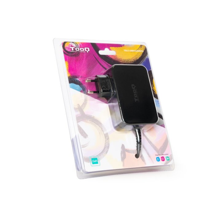 Cargador De Pared Tooq Tqlc-usbcgan90pd Usb-c Pd 90w Con Sistema Gan Color Negro