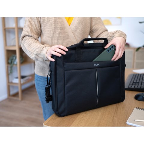 Maletin Trust Primo Para Portatiles Hasta 16" 40.6cm - Compartimento Principal Acolchado - Correa Para El Hombro Ajustable 21