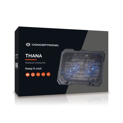 Base Refrigeracion Para Portatiles Conceptronic 2 Ventiladores 125mm Hasta 15.6"