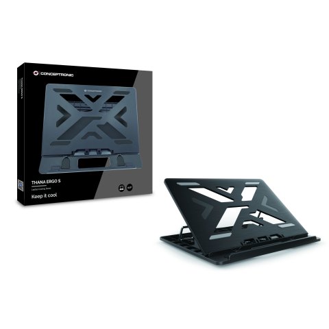 Base Refrigeracion Ergonomica De Aluminio Para Portatiles Conceptronic Color Negro
