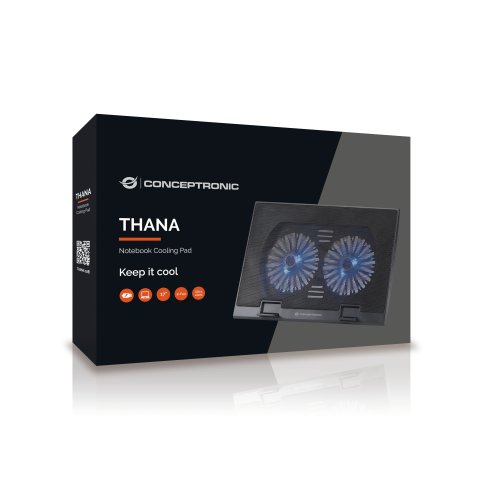 Base Refrigeracion Para Portatiles Conceptronic 2 Ventiladores 125mm Hasta 17"
