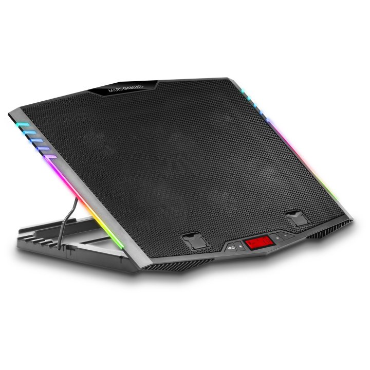 Base De Refrigeracion Para Portatiles Mars Gaming Mnbc5 Con Soporte Adicional De Movil tablet Para Portatil Hasta 17" Ilumina