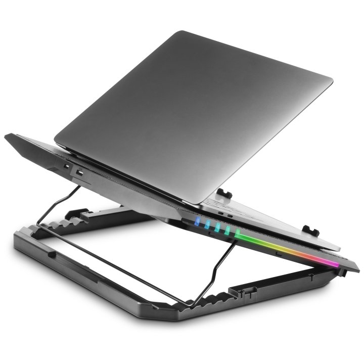 Base De Refrigeracion Para Portatiles Mars Gaming Mnbc5 Con Soporte Adicional De Movil tablet Para Portatil Hasta 17" Ilumina