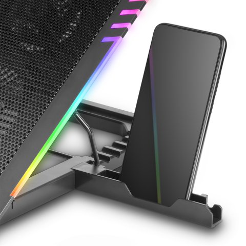 Base De Refrigeracion Para Portatiles Mars Gaming Mnbc5 Con Soporte Adicional De Movil tablet Para Portatil Hasta 17" Ilumina