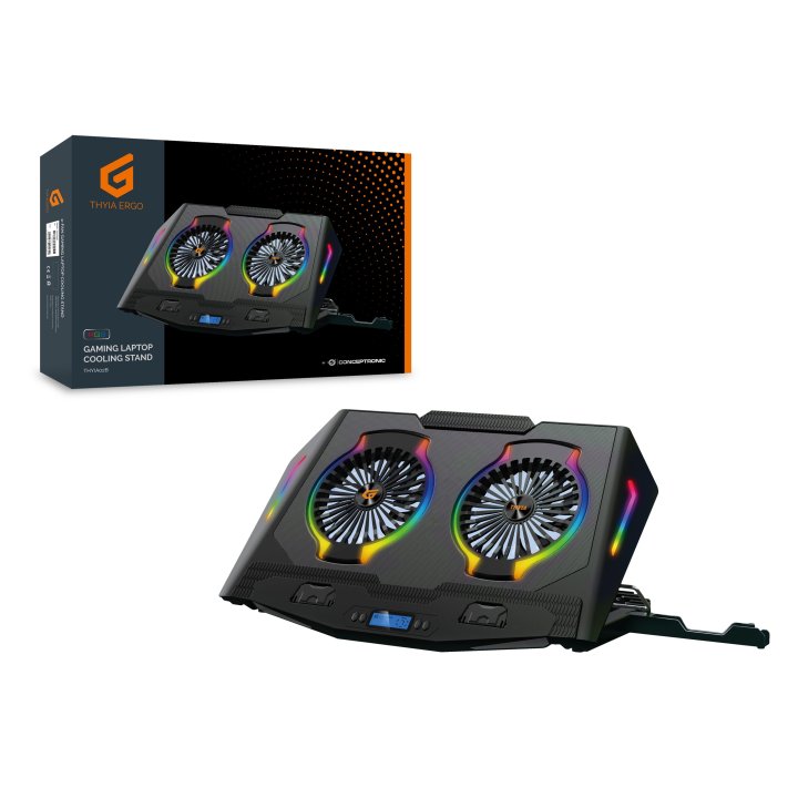 Base De Refrigeracion Para Portatiles Gaming Conceptronic Hasta 17" 2 Ventiladores Luz Rbg