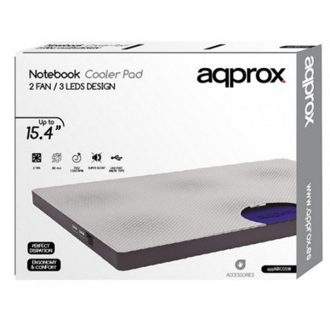 Base Refrigeradora Approx Para Portatiles De Hasta 15.4" 2 Ventiladores Y 3 Leds Color Blanco - Oferta_moving