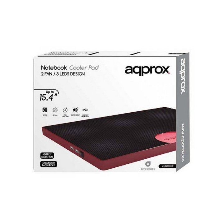 Base Refrigeradora Approx Con Leds - 2 Ventiladores - Puertos Usb E Interruptor On off Color Rojo - Oferta_moving