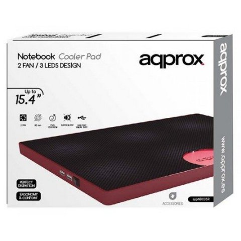 Base Refrigeradora Approx Con Leds - 2 Ventiladores - Puertos Usb E Interruptor On off Color Rojo - Oferta_moving