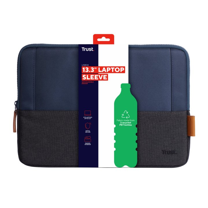 Funda Universal Trust Lisboa 25123 Soft Sleeve Color Negro azul - Para Tablets portatiles Hasta 13.3"
