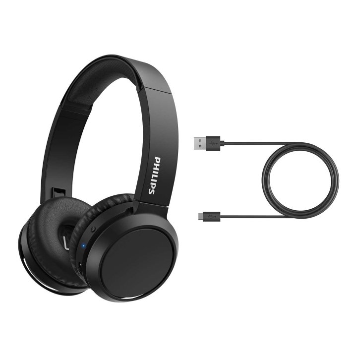 Headset Bluetooth Philips Tah4205bk 00 Bt 5.0 Carga Usb-c 32mm Micro Integrado Color Negro Plegables