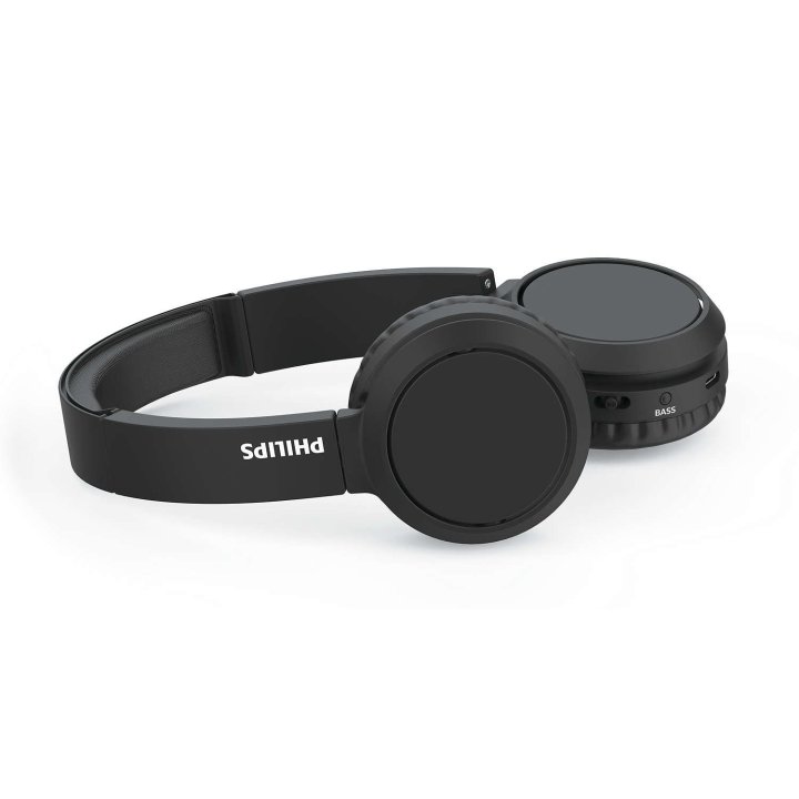Headset Bluetooth Philips Tah4205bk 00 Bt 5.0 Carga Usb-c 32mm Micro Integrado Color Negro Plegables