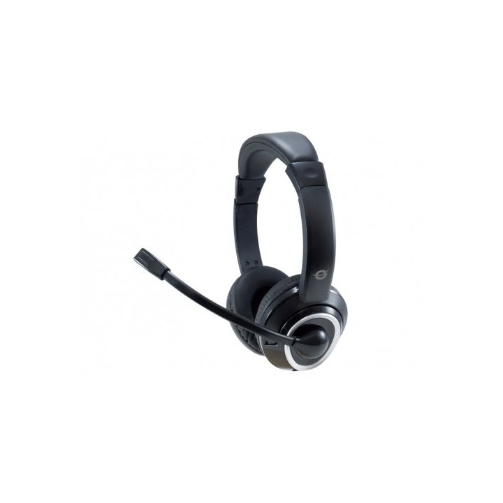 Headset Conceptronic Polona Conexion Jack 3.5mm Microfono Flexible Control De Volume Color Negro