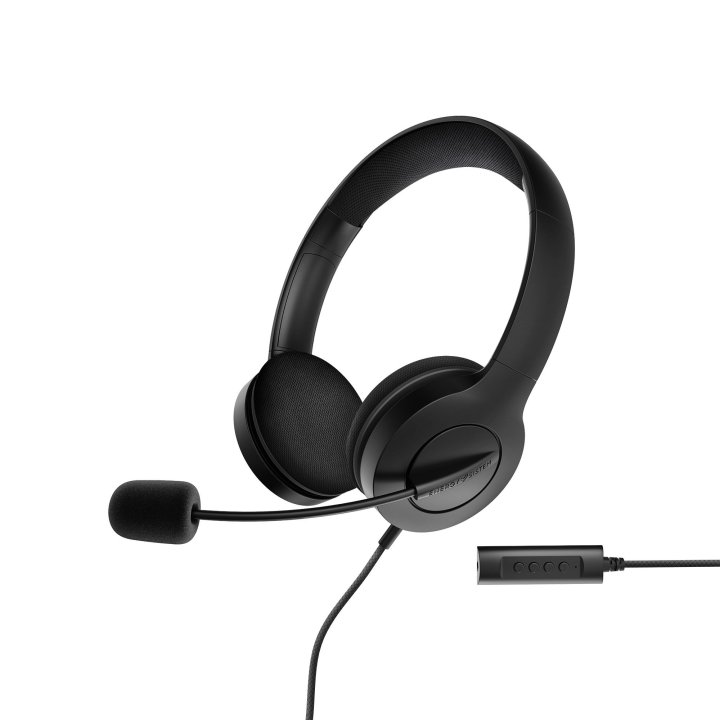 Headset Energy Sistem Office 3 Black Diadema Con Almoadilla Microfono Ajustable Jack 3.5mm Y Usb-a Control Devolumeno Silenci