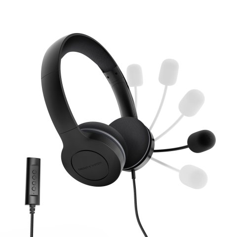 Headset Energy Sistem Office 3 Black Diadema Con Almoadilla Microfono Ajustable Jack 3.5mm Y Usb-a Control Devolumeno Silenci
