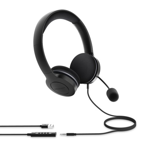 Headset Energy Sistem Office 3 Black Diadema Con Almoadilla Microfono Ajustable Jack 3.5mm Y Usb-a Control Devolumeno Silenci
