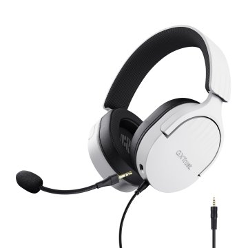Headset Trust Gaming Gxt 489 Blanco Fayzo 25210 Microfono Desmontable Plegable Cable Trenzado 1,2m Jack 3.5mm Control Remoto