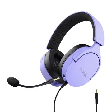 Headset Trust Gaming Gxt 489 Morado Fayzo 25301 Microfono Desmontable Plegable Cable Trenzado 1,2m Jack 3.5mm Control Remoto
