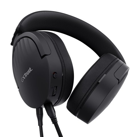 Headset Trust Gaming Gxt 489 Negro Fayzo 24898 Microfono Desmontable Plegable Cable Trenzado 1,2m Jack 3.5mm Control Remoto