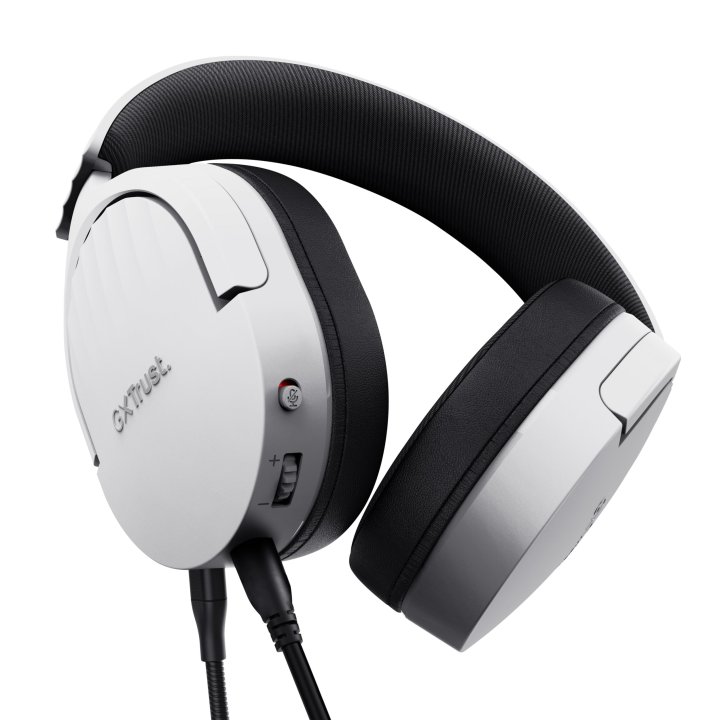 Headset Trust Gaming Gxt 489 Blanco Fayzo 25210 Microfono Desmontable Plegable Cable Trenzado 1,2m Jack 3.5mm Control Remoto
