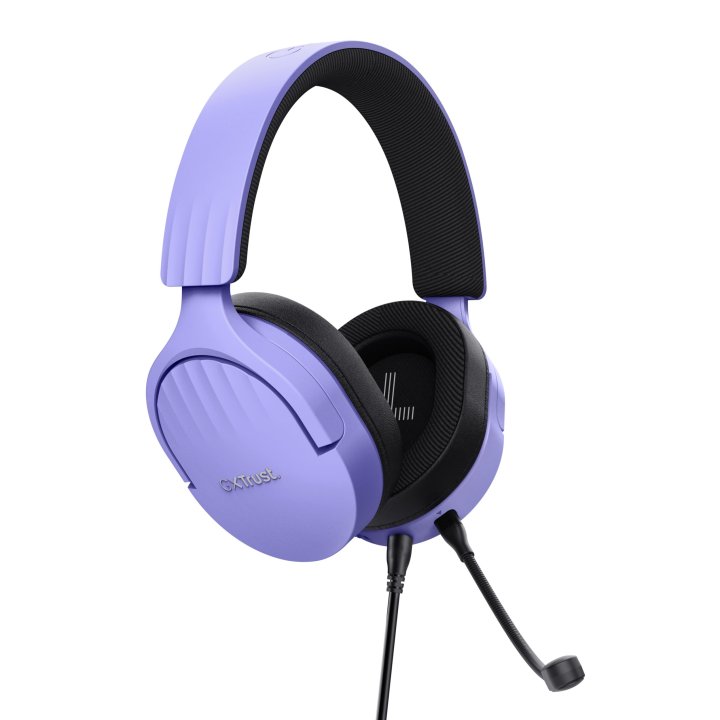 Headset Trust Gaming Gxt 489 Morado Fayzo 25301 Microfono Desmontable Plegable Cable Trenzado 1,2m Jack 3.5mm Control Remoto