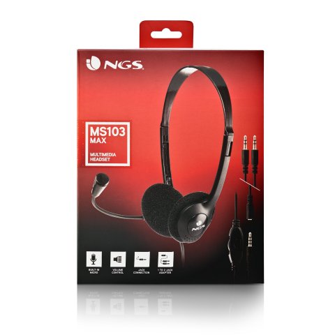 Headset Ngs Ms103 Max Con Microfono Y Control De Volumen Jack 3.5 Cable De 1.5m