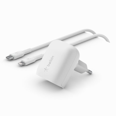 Cargador De Pared Belkin Wca006vfwh Boost Charge Usb-c 20w Blanco + Cable Usb-c Lightning 1m 