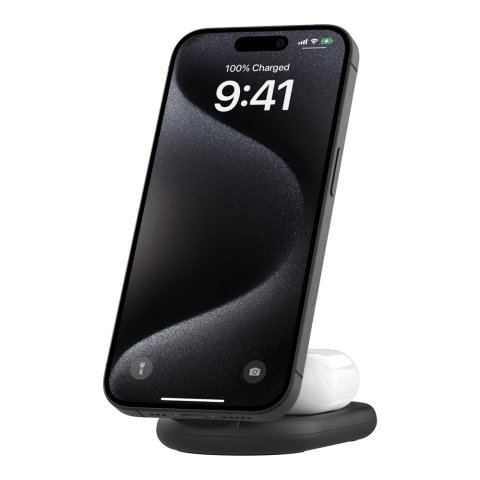 Base De Carga Inalambrica 2 En 1 Belkin Wiz028vfbk Magnetica Qi2 15w Plegable Negro 