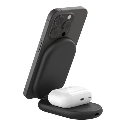 Base De Carga Inalambrica 2 En 1 Belkin Wiz028vfbk Magnetica Qi2 15w Plegable Negro 