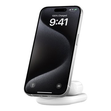 Base De Carga Inalambrica 2 En 1 Belkin Wiz028vfwh Magnetica Qi2 15w Plegable Blanca 2