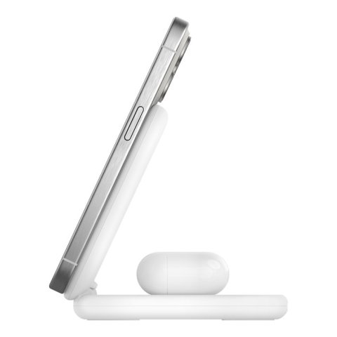 Base De Carga Inalambrica 2 En 1 Belkin Wiz028vfwh Magnetica Qi2 15w Plegable Blanca