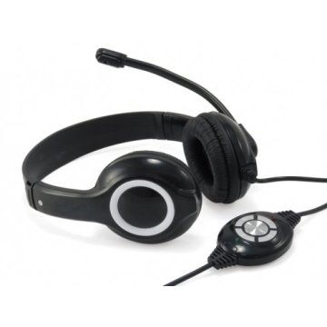 Headset Conceptronic Chatstar2u2b Usb Microfono Flexible Control De Volumen Color Negro blanco