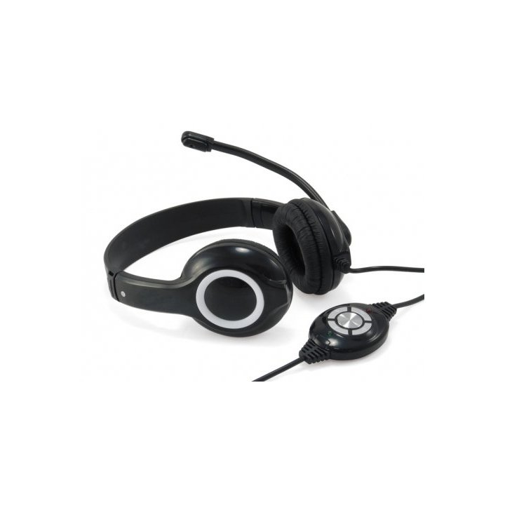 Headset Conceptronic Chatstar2u2b Usb Microfono Flexible Control De Volumen Color Negro blanco
