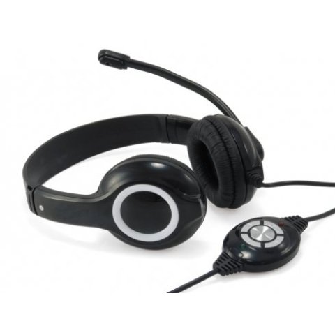 Headset Conceptronic Chatstar2u2b Usb Microfono Flexible Control De Volumen Color Negro blanco