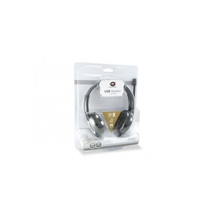 Headset Conceptronic Chatstar2u2b Usb Microfono Flexible Control De Volumen Color Negro blanco