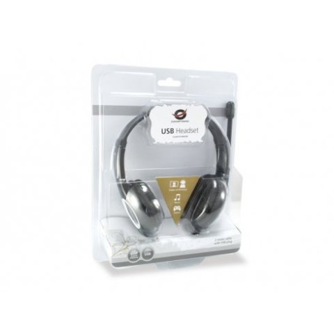 Headset Conceptronic Chatstar2u2b Usb Microfono Flexible Control De Volumen Color Negro blanco